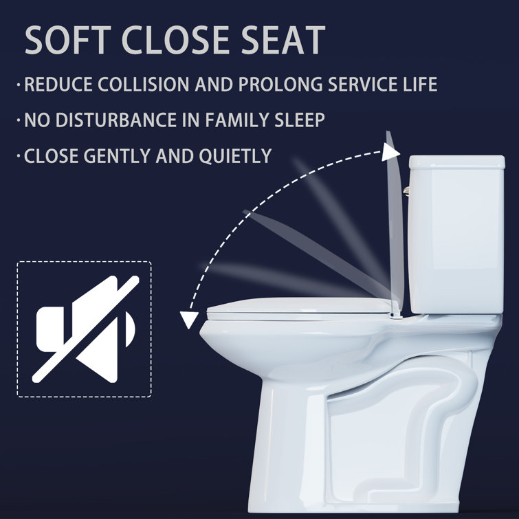 17.1 Comfort High Toilet Elongated Two Piece Toilet with 1.28GPF Powerful Flush Soft Close Seat